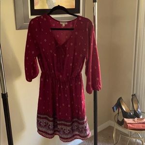 Flowy V Neck Tie Paisley Dress